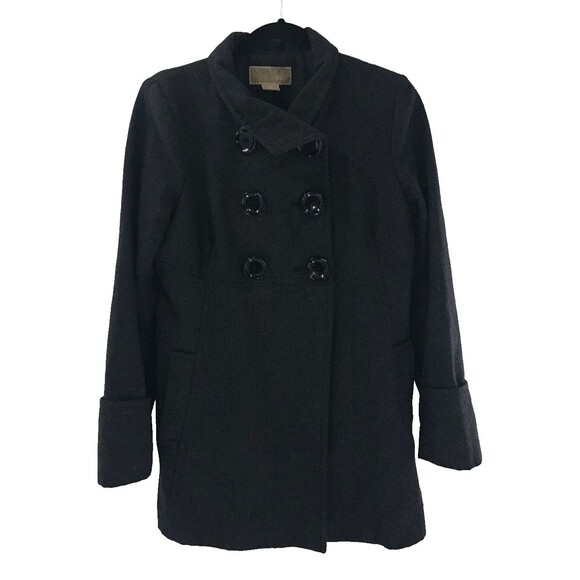 Women's Michael Kors Band Collar Wool Double-Breasted Coat Size 10 - Picture 1 of 6